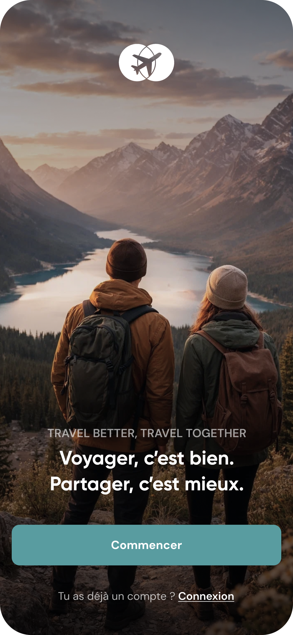Écran d'accueil TOGETRIP